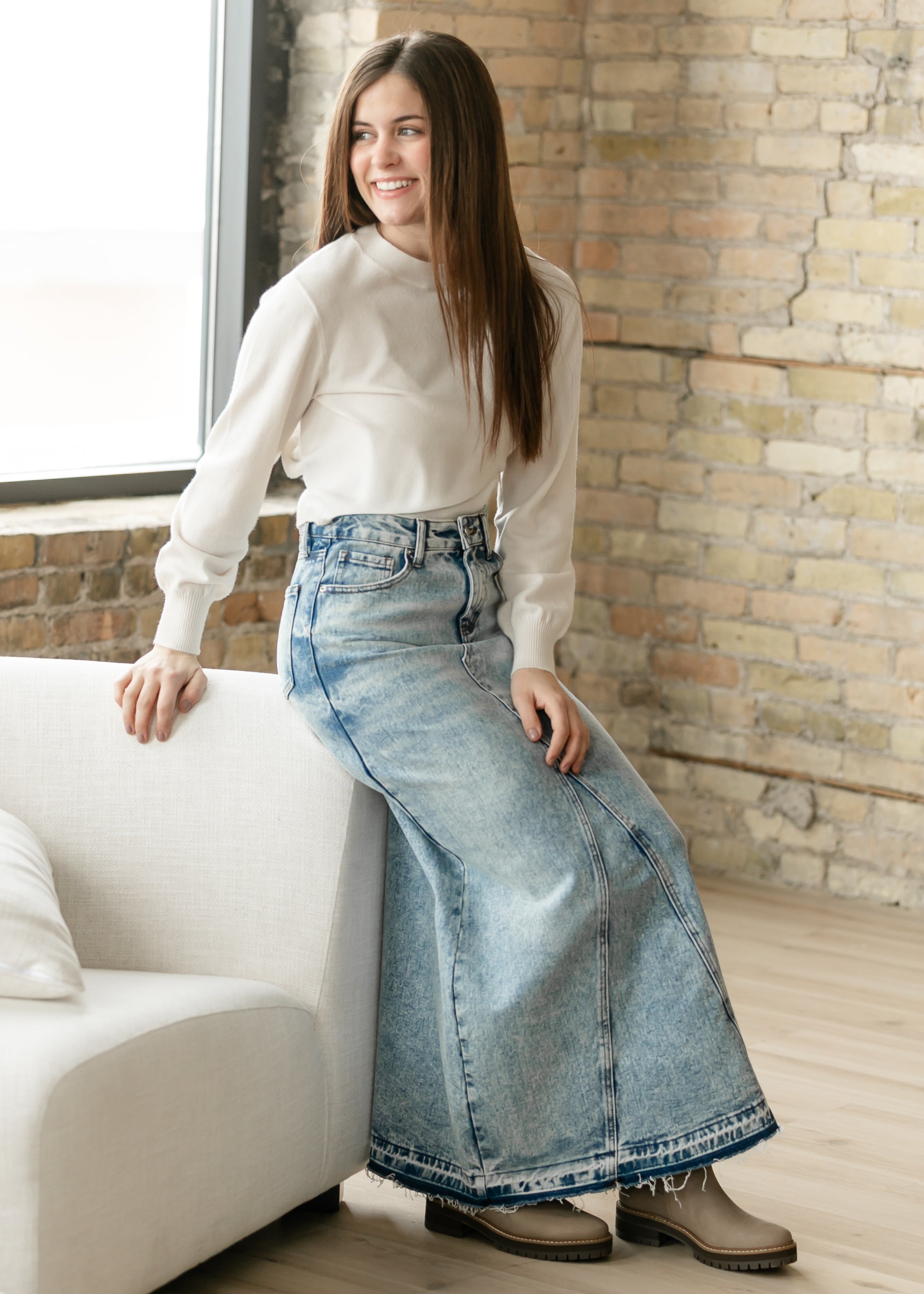 Inherit Co. Mina Denim Maxi Skirt - Main Product Image