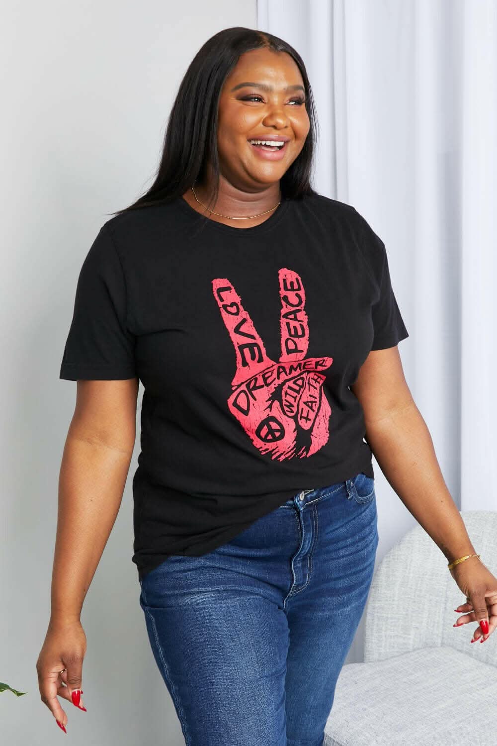 mineB Full Size Graphic Tunic T-Shirt - Love Salve 