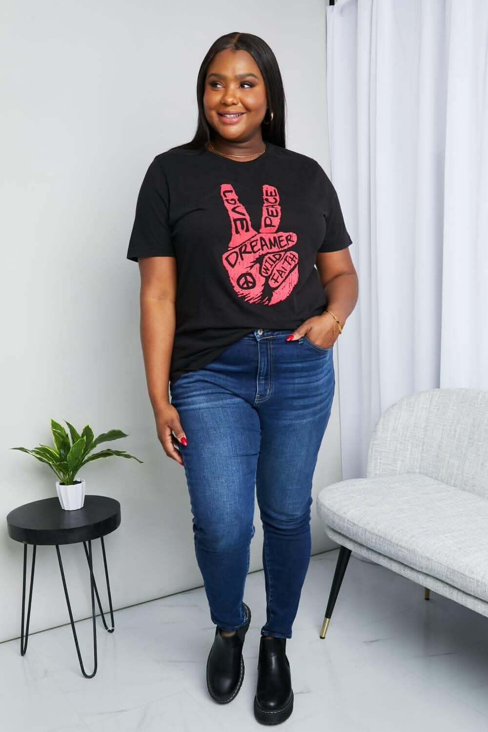 mineB Full Size Graphic Tunic T-Shirt - Love Salve 