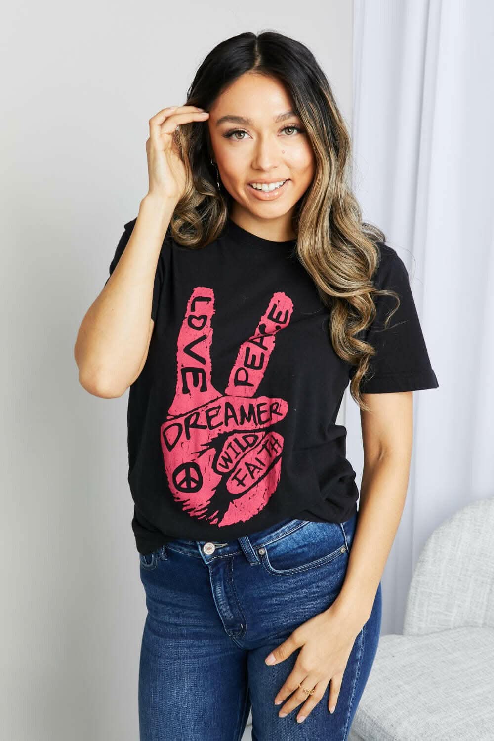 mineB Full Size Graphic Tunic T-Shirt - Love Salve 
