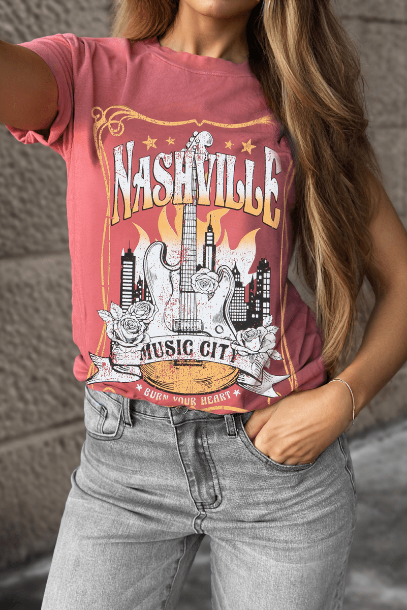 Mineral Red Nashville Music City Graphic Retro Fashion Tee - Love Salve 