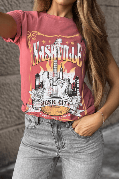 Mineral Red Nashville Music City Graphic Retro Fashion Tee - Love Salve 