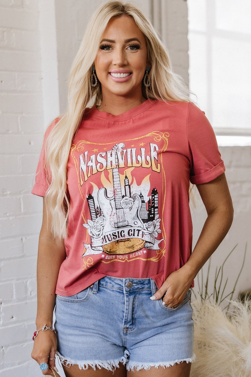 Mineral Red Nashville Music City Graphic Retro Fashion Tee - Love Salve 
