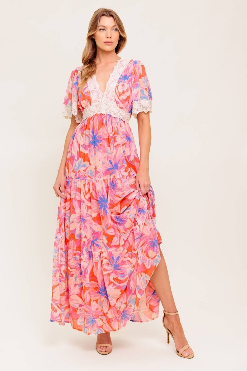 MINIMAL BLOOM WOVEN MAXI DRESS - Love Salve