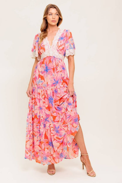 MINIMAL BLOOM WOVEN MAXI DRESS - Love Salve 