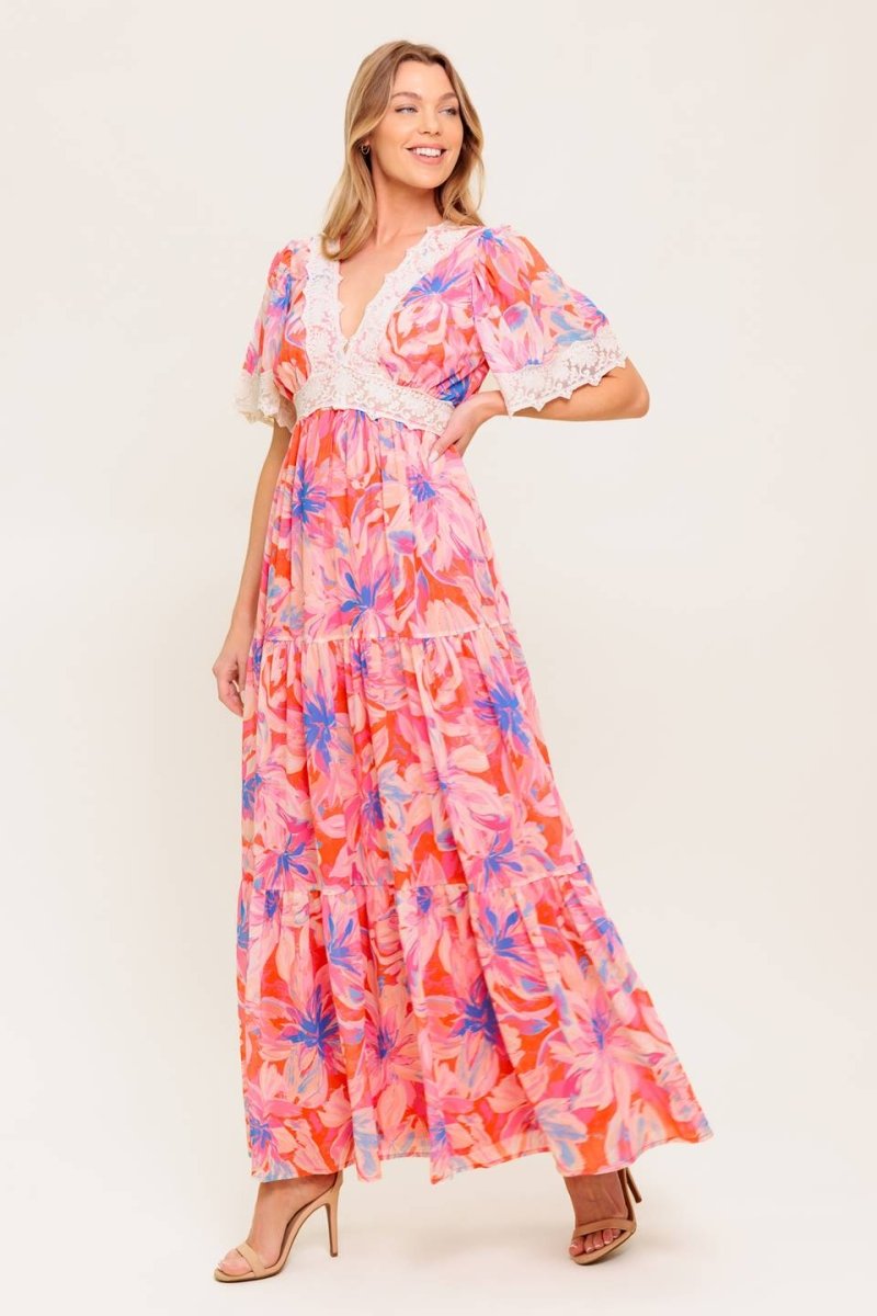 MINIMAL BLOOM WOVEN MAXI DRESS - Love Salve 