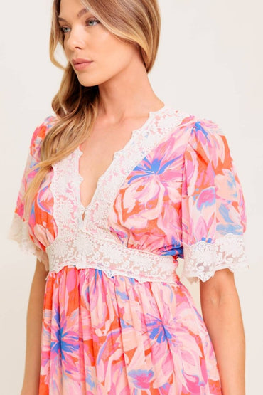 MINIMAL BLOOM WOVEN MAXI DRESS - Love Salve