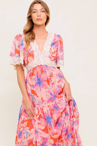 MINIMAL BLOOM WOVEN MAXI DRESS - Love Salve 