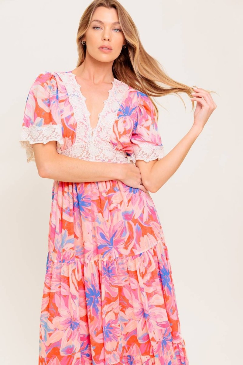 MINIMAL BLOOM WOVEN MAXI DRESS - Love Salve 