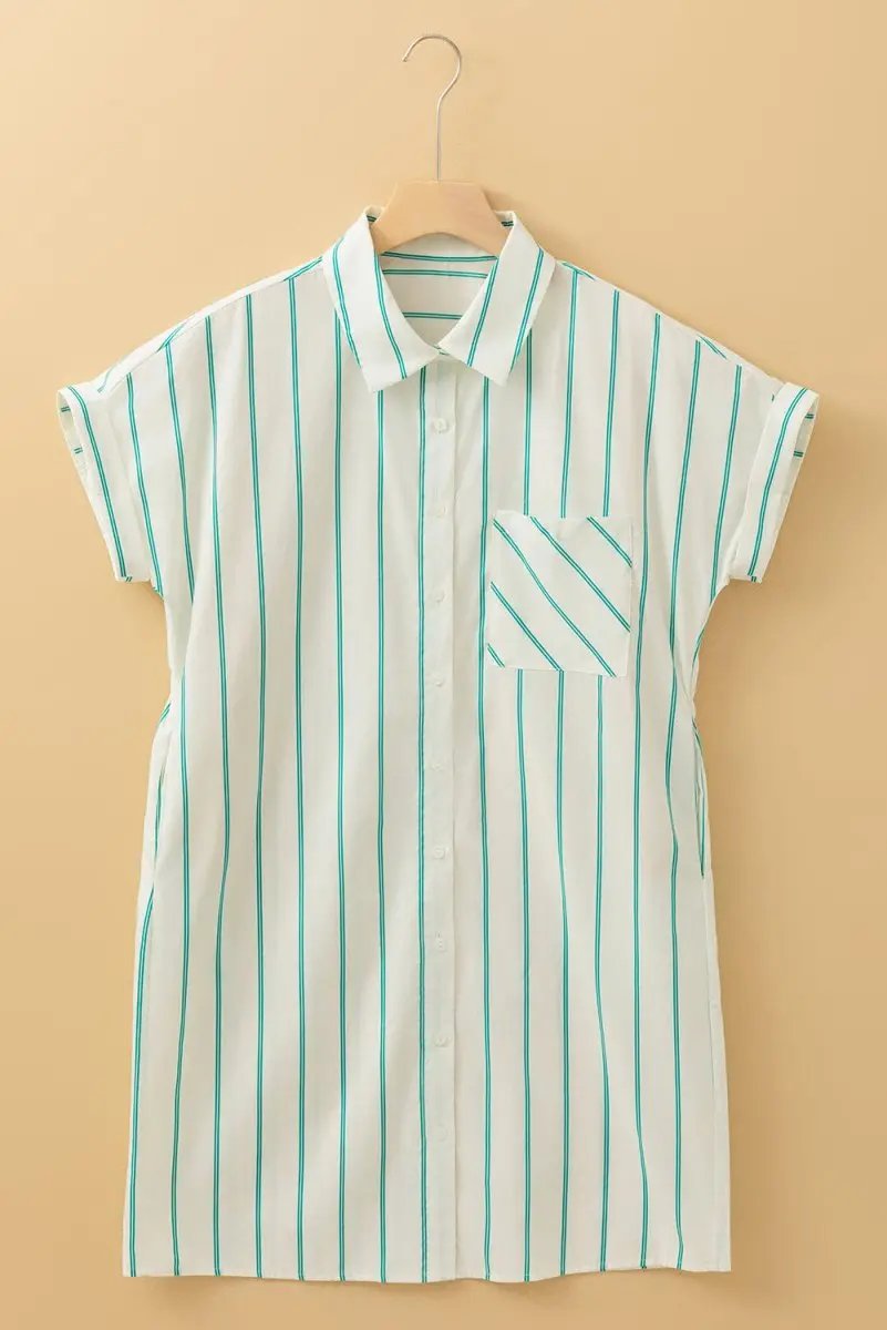 Mint Green St Patricks Striped Wide Short Sleeve Dress - Love Salve 