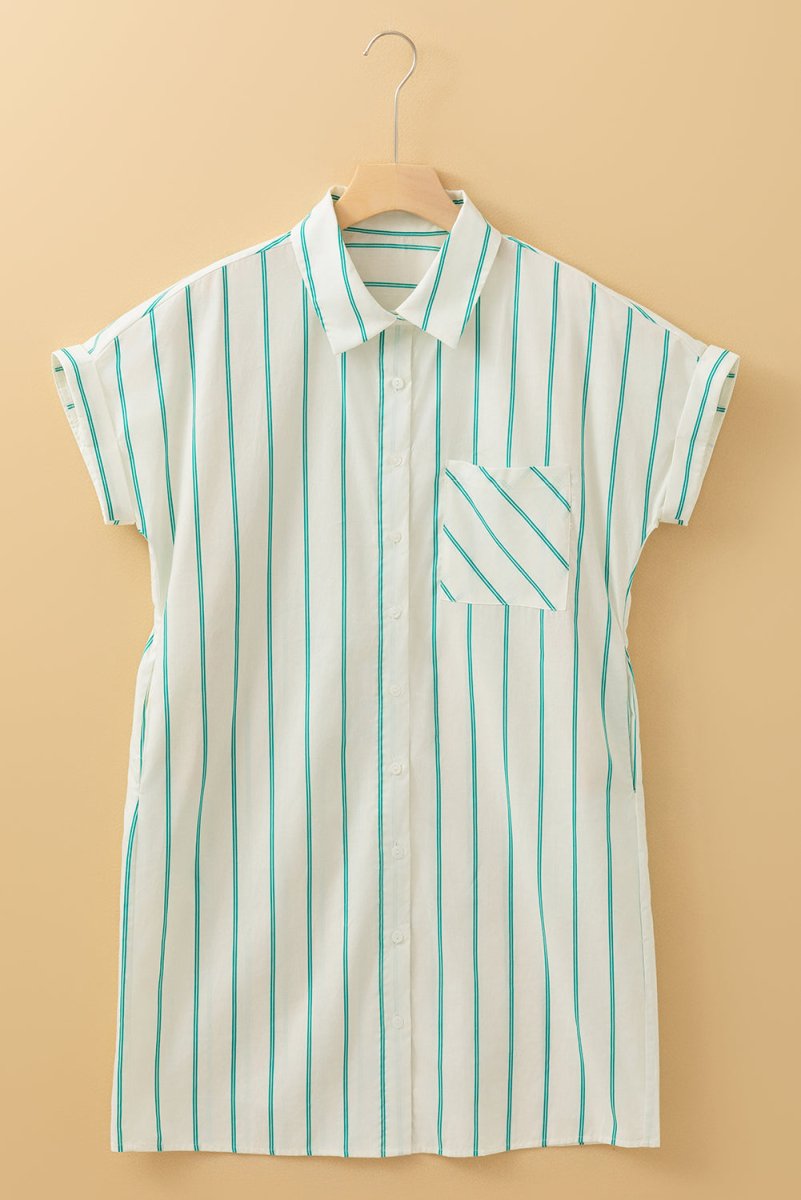 Mint Green St Patricks Striped Wide Short Sleeve Dress - Love Salve 
