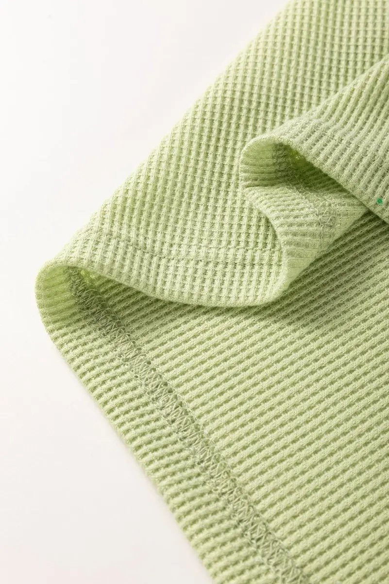 Mint Green Striped Patchwork Textured Colorblock Knit Top - Love Salve 