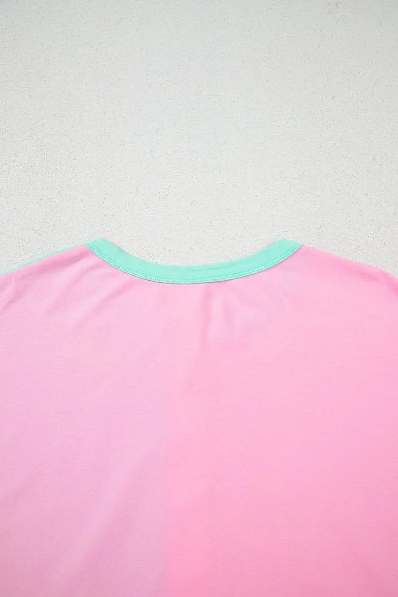 Mint Green Two Tone Half Buttons Collared T Shirt for Women - Love Salve 