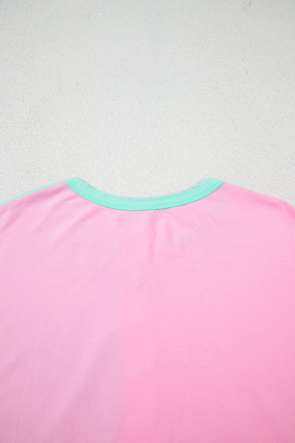 Mint Green Two Tone Half Buttons Collared T Shirt for Women - Love Salve 