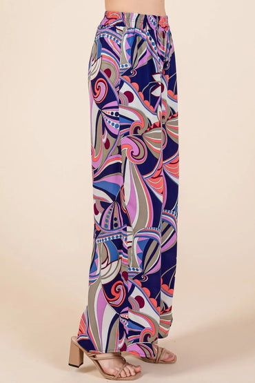 Mittoshop Abstract Print Elastic Waist Wide Leg Pants for Women - Love Salve 
