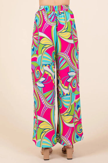 Mittoshop Abstract Print Elastic Waist Wide Leg Pants for Women - Love Salve 