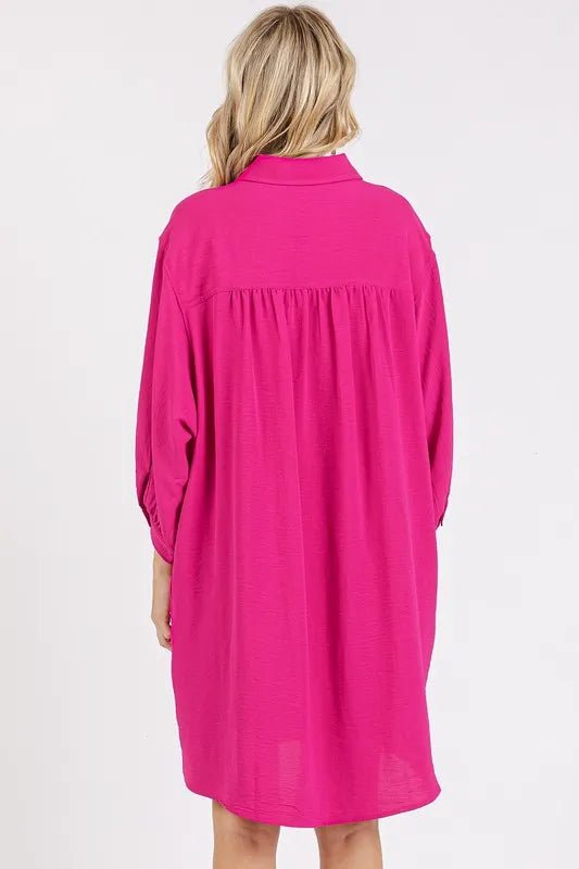 Mittoshop Airflow 3/4 Sleeve Buttoned Shirt Mini Dress - Love Salve 