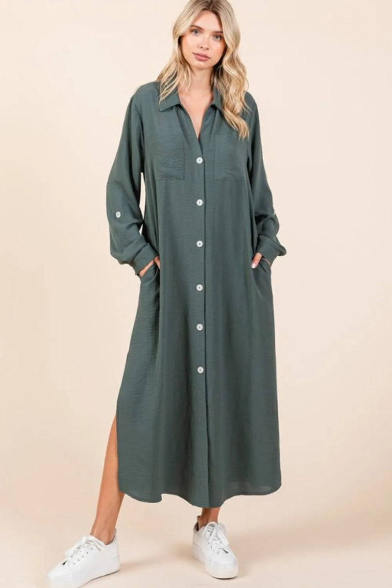 Mittoshop Airflow V-Neck Long Sleeve Maxi Dress for Women - Love Salve 