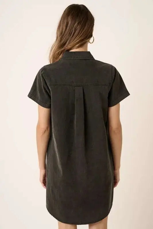 Mittoshop Button Detail Collared Neck Short Sleeve Dress - Love Salve 