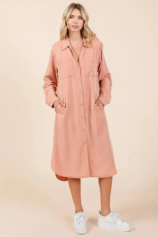 Mittoshop Button Down Long Sleeve Shirt Dress for Women - Love Salve 