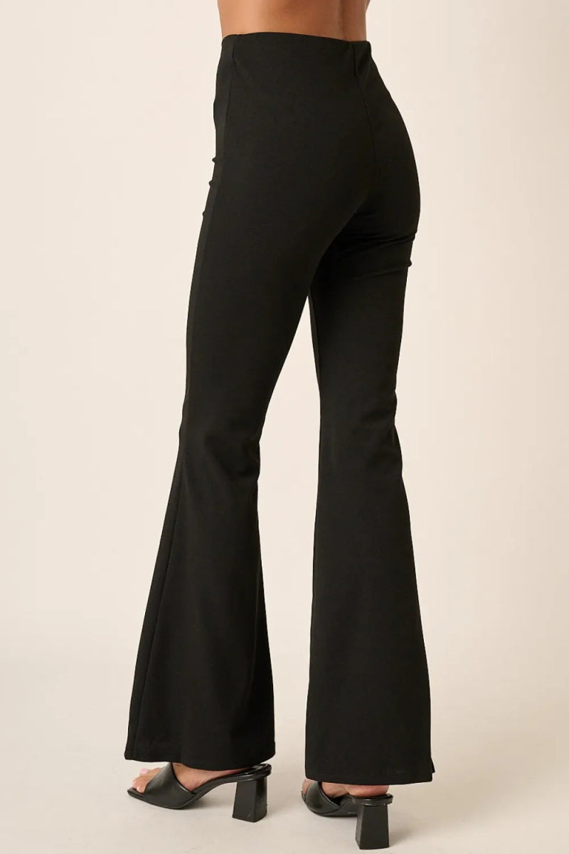 Mittoshop Crepe Knit Elastic Waist Flare Leg Pants for Women - Love Salve 