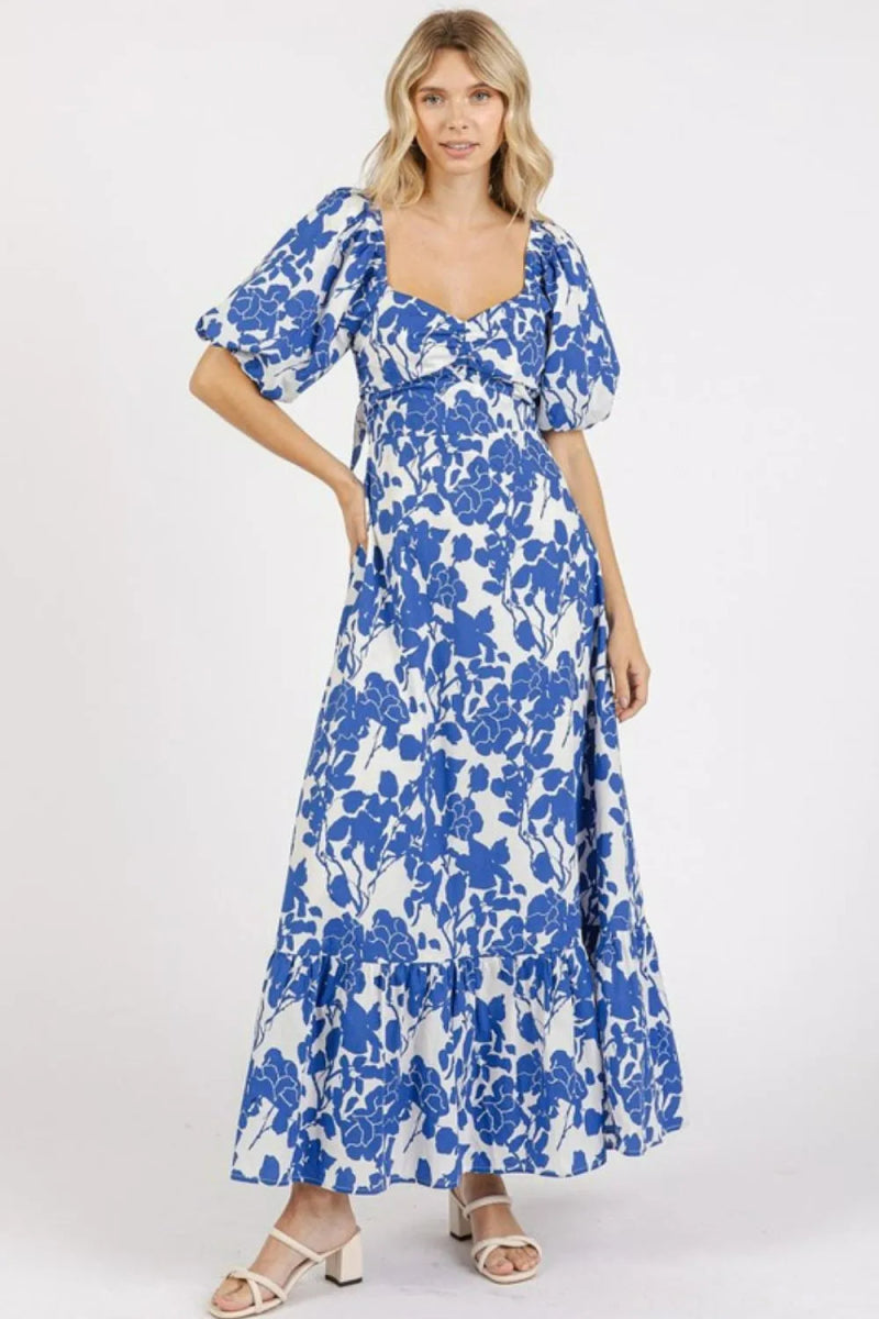 Mittoshop Cutout Back Floral Sweetheart Neck Dress - Love Salve 