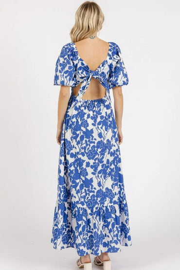 Mittoshop Cutout Back Floral Sweetheart Neck Dress - Love Salve 