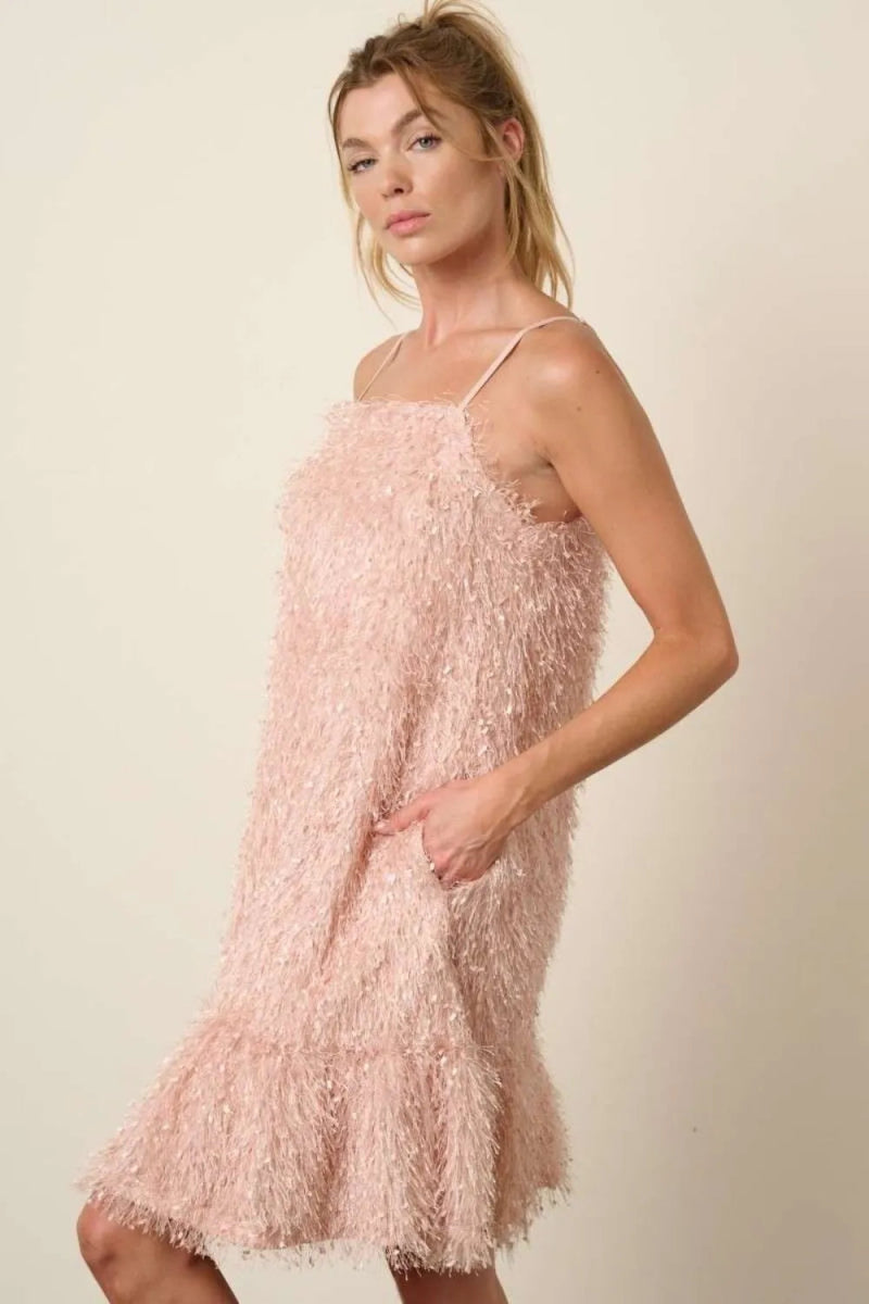 Mittoshop Feather Ruffle Hem Mini Cami Dress for Women - Love Salve