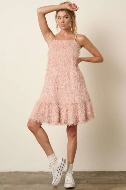 Mittoshop Feather Ruffle Hem Mini Cami Dress for Women - Love Salve