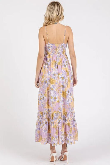 Mittoshop Floral Smocked Back Ruffled Hem Maxi Cami Dress - Love Salve