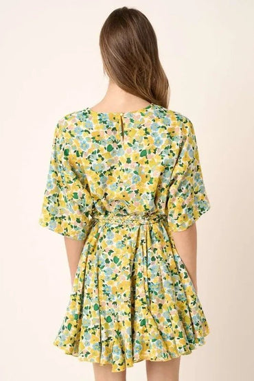 Mittoshop Floral Tie Waist Half Sleeve Mini Dress Women - Love Salve 
