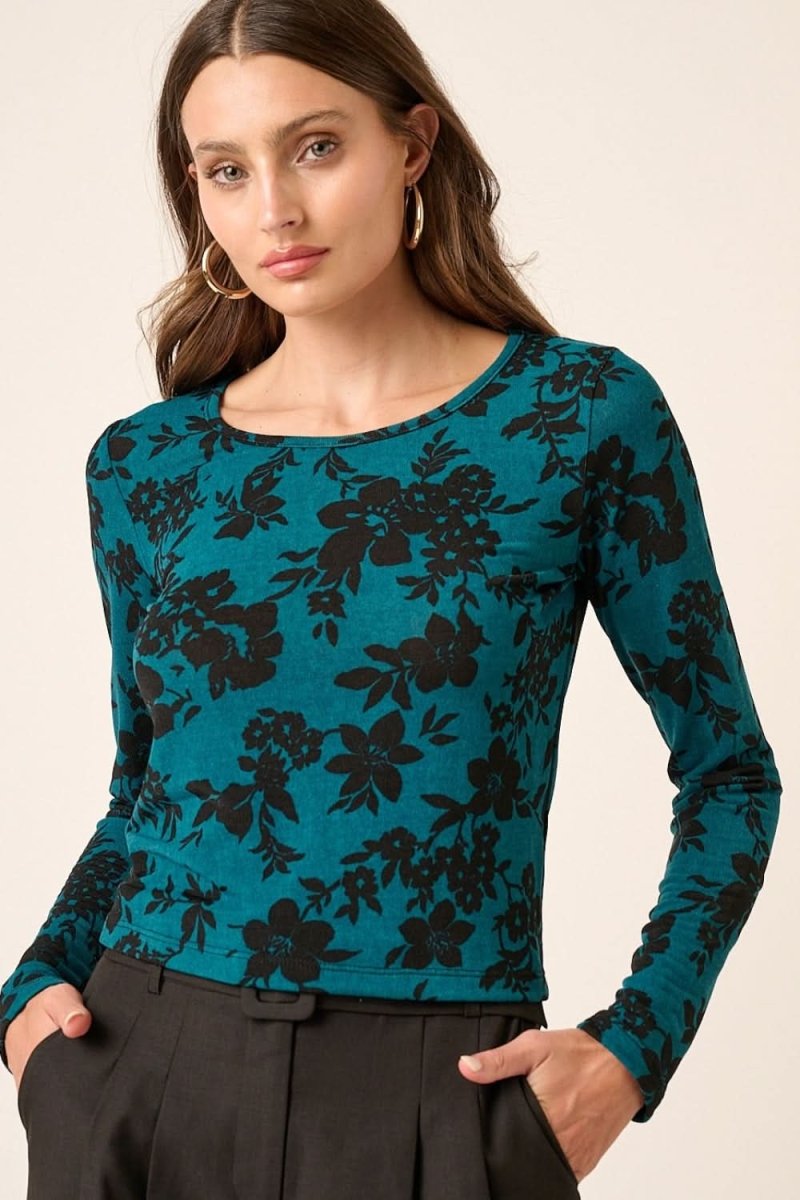 Mittoshop Flower Print Long Sleeve Knit Top - Love Salve 