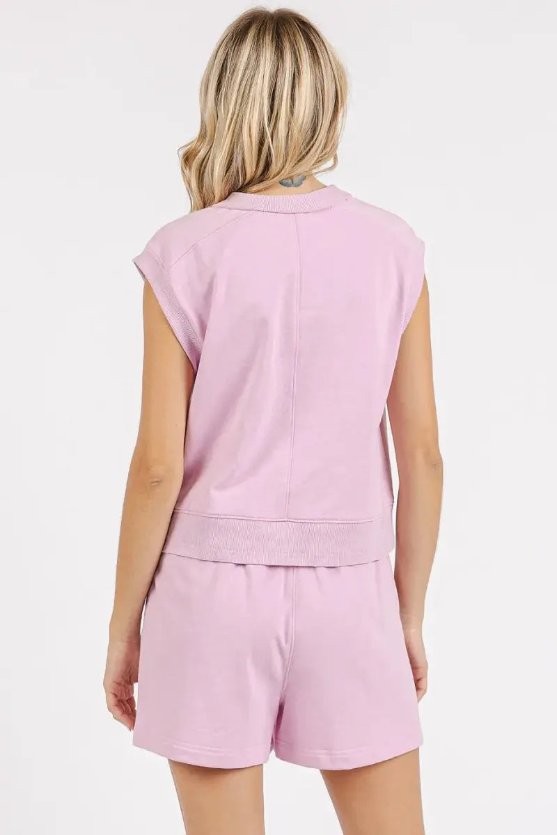 Mittoshop French Terry Crew Neck Top and Shorts Set - Love Salve