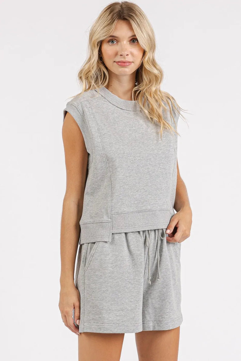 Mittoshop French Terry Crew Neck Top and Shorts Set - Love Salve