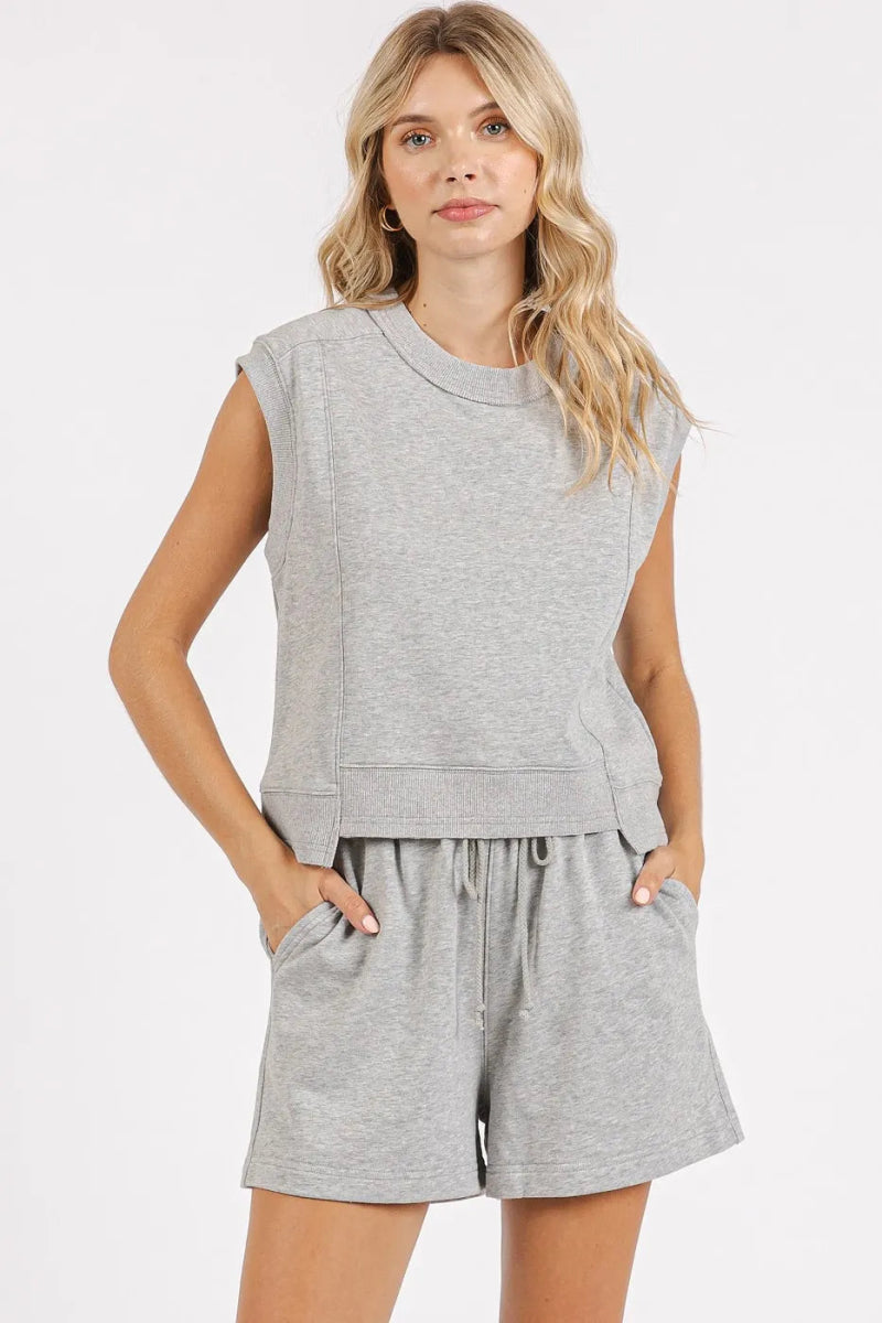 Mittoshop French Terry Crew Neck Top and Shorts Set - Love Salve