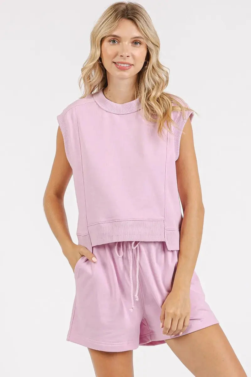 Mittoshop French Terry Crew Neck Top and Shorts Set - Love Salve