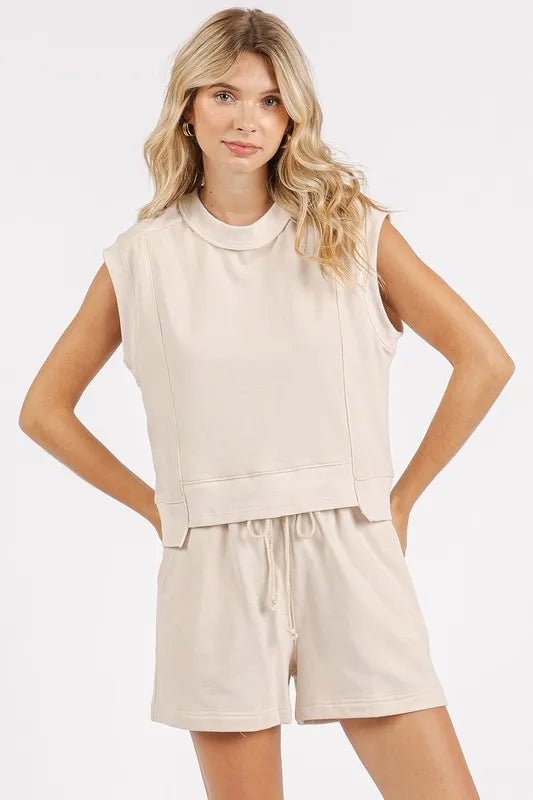 Mittoshop French Terry Crew Neck Top and Shorts Set - Love Salve