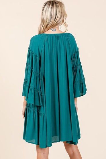 Mittoshop Frill Tie Neck Bell Sleeve Dress for Women - Love Salve 