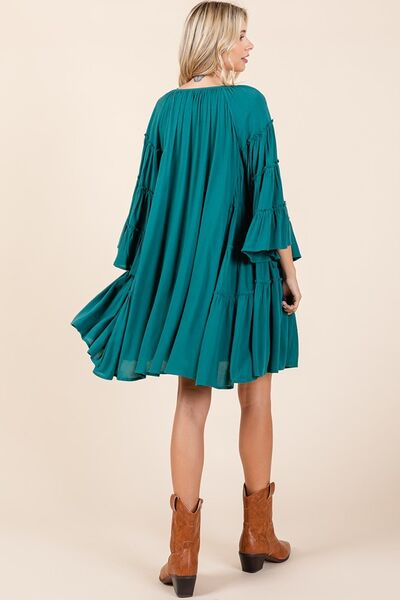 Mittoshop Frill Tie Neck Bell Sleeve Dress for Women - Love Salve 
