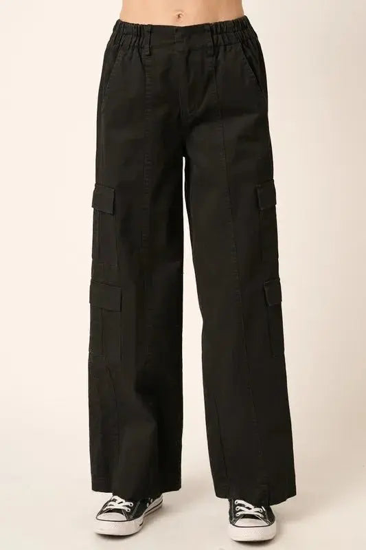 Mittoshop Low Rise Elastic Cover Waistband Cargo Pants - Love Salve 