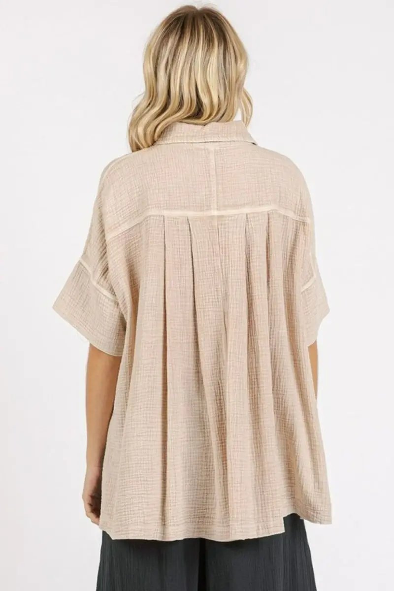 Mittoshop Mineral Wash Gauze Oversized Short Sleeve Shirt - Love Salve 