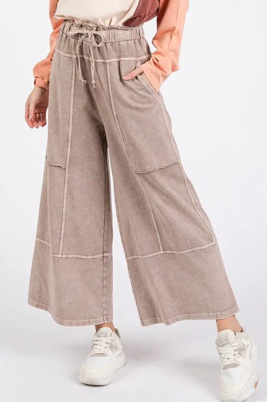 Mittoshop Mineral Wash Seam French Terry Wide Leg Pants - Love Salve 