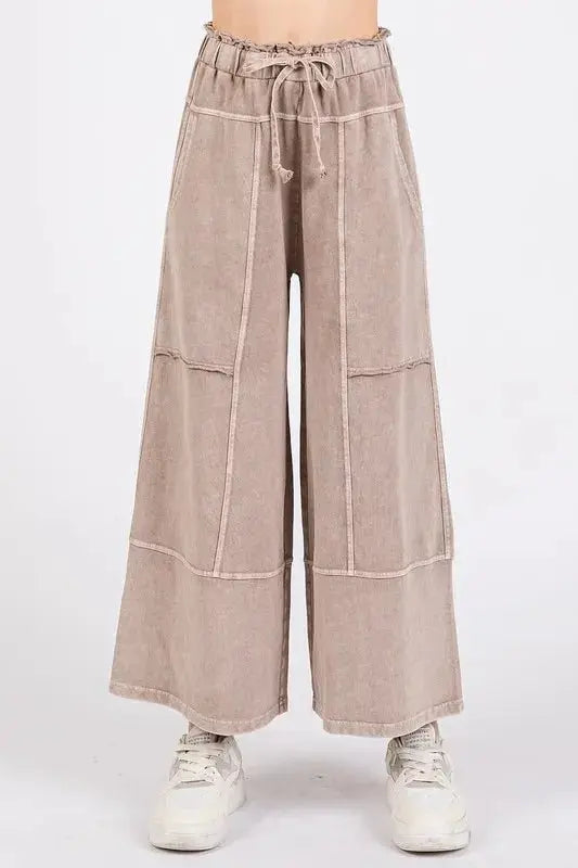 Mittoshop Mineral Wash Seam French Terry Wide Leg Pants - Love Salve 