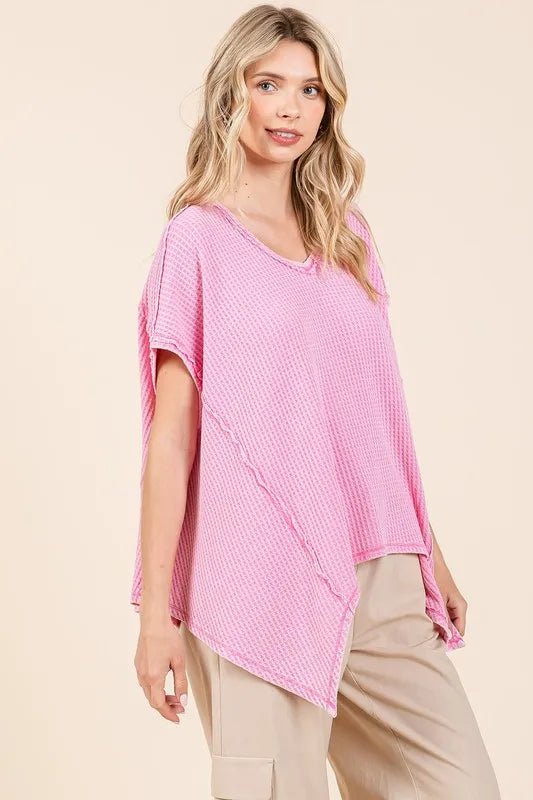 Mittoshop Mineral Wash Waffle Knit Pointed Hem Top - Love Salve 
