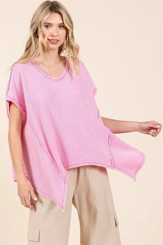 Mittoshop Mineral Wash Waffle Knit Pointed Hem Top - Love Salve 