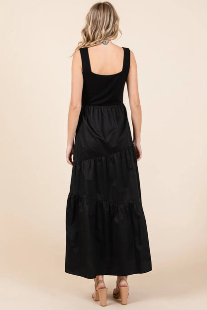Mittoshop Mix Media Square Neck Maxi Dress for Women - Love Salve 