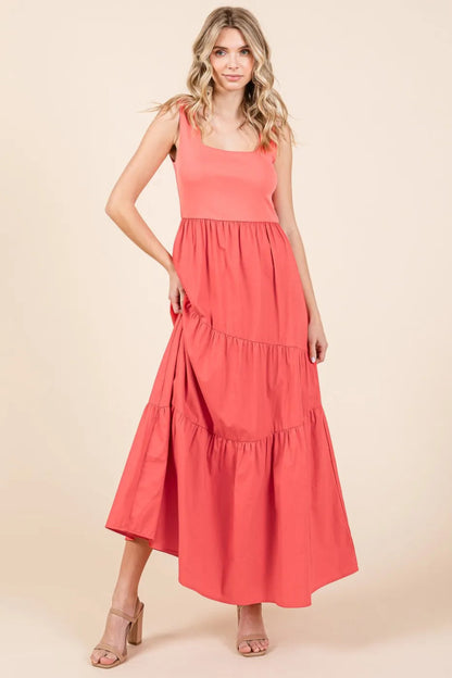 Mittoshop Mix Media Square Neck Maxi Dress for Women - Love Salve