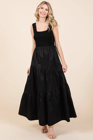 Mittoshop Mix Media Square Neck Maxi Dress for Women - Love Salve 