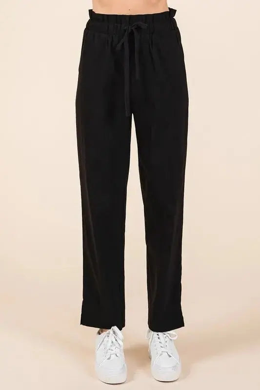Mittoshop Paperbag Waist Tapered Straight Pants for Women - Love Salve 