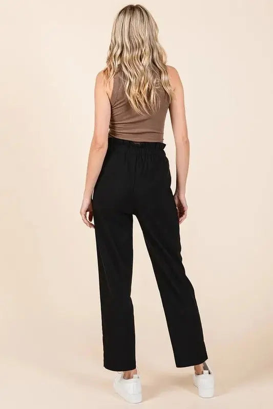 Mittoshop Paperbag Waist Tapered Straight Pants for Women - Love Salve 